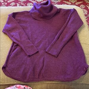 Max Studio Extrafine Merino Wool Purple Sweater Size Large (TD)